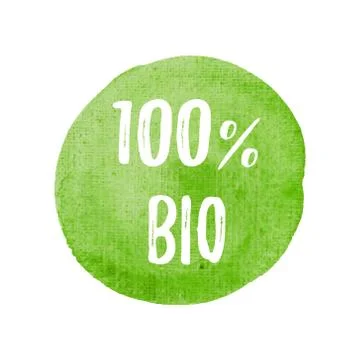 Bio vector on hand drawn green watercolor background illustration Stock Illustration