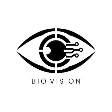 Bio Vision Logo Design with Horizontal Tech Eye and Circuit Lines 스톡 일러스트