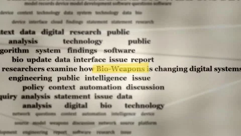 Bio Weapons Highlighted Text - Digital Research Document Stock Footage 346332087
