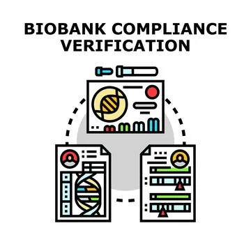 Biobank compliance verifying genetic data and research Stock Illustration