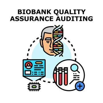 Biobank quality assurance auditing process with data and diagnostics Stock Illustration