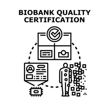 Biobank quality certification process and data management Stock Illustration