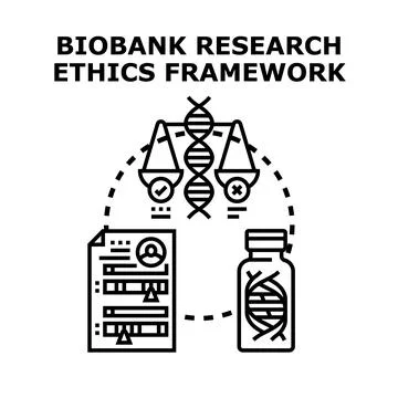 Biobank research ethics framework concept illustration analyzing data Illustrazione stock