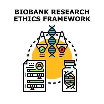 Biobank research ethics framework concept illustration analyzing data Illustrazione stock