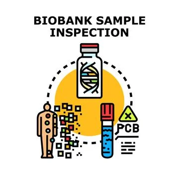 Biobank sample inspecting biological laboratory research data 스톡 일러스트