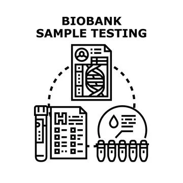Biobank sample testing procedure for medical research Stock Illustration