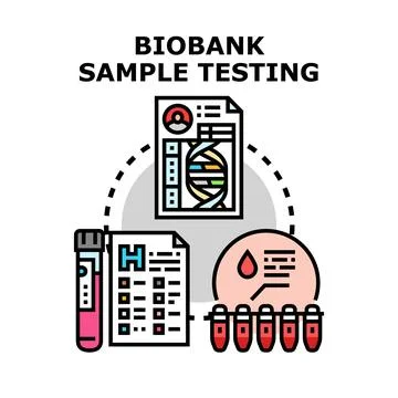 Biobank sample testing procedure for medical research Stock Illustration