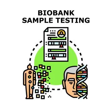 Biobank sample testing process comparing human dna Stock Illustration