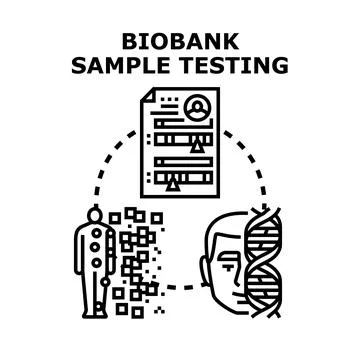 Biobank sample testing process comparing human dna Stock Illustration