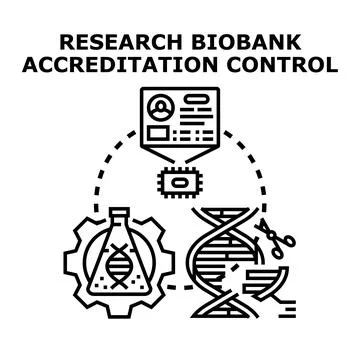 Biobanking research data controlling and accreditation concept Stock Illustration