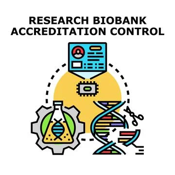 Biobanking research data controlling and accreditation concept Stock Illustration