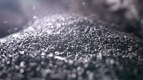 Biochar crumbles in a heap, coal particles falling, Pyrolysis, Decarbonization. Stock Footage 264469977