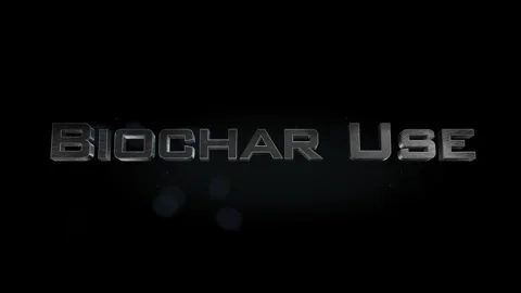 Biochar Use title 3D metal text on black alpha channel background Stock Footage 301066201