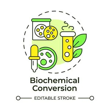 Biochemical conversion multi color concept icon Stock Illustration