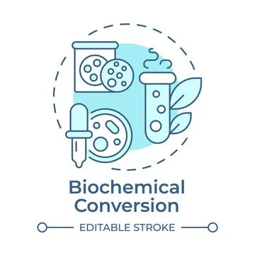 Biochemical conversion soft blue concept icon Stock Illustration