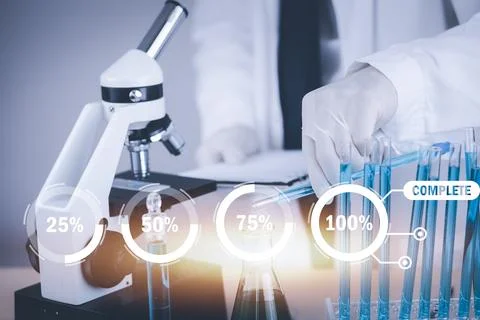 Biochemical research scientist working with a microscope for the virus,Doctor Stock Photos