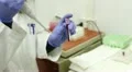 biochemist with automatic pipette takes blood samples HD Footage