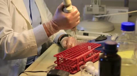 Biochemist  working  in a laboratory Stock Footage 20445674
