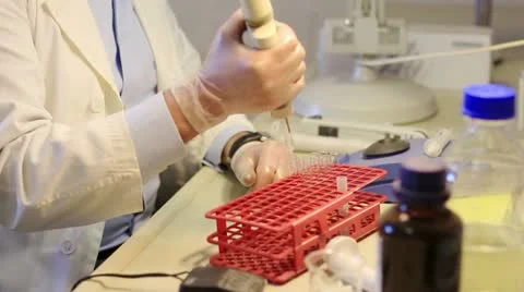 Biochemist  working  in a laboratory Stock Footage 21316186