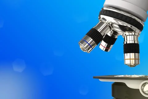 Biochemistry analyzing concept, lab microscope on gradient background Stock Illustration