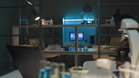 Biochemistry Laboratory at Night Video stock 256881783