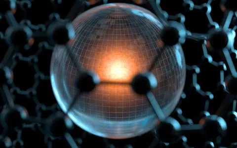 Biochemistry scientific node, molecular connection, 3d rendering. Stockillustratie