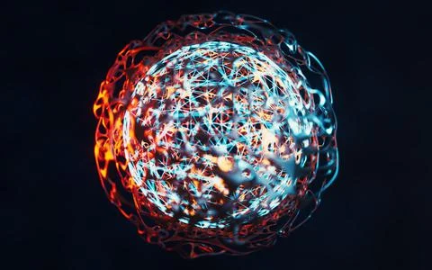 Biochemistry sphere with digital mesh lines, 3d rendering. Stock Illustration
