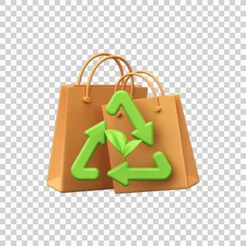 Biodegradable 3D reusable paper bag. Environmental protection icon Stock-Illustration