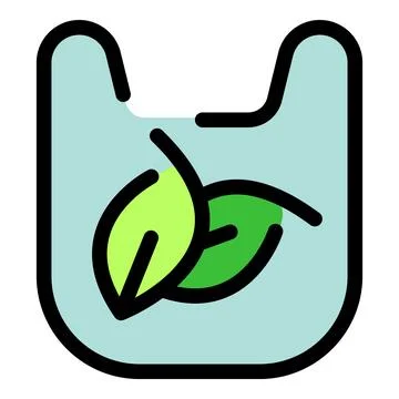 Biodegradable bag with leaf symbol representing eco friendly packaging and co 스톡 일러스트