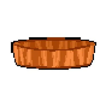 Biodegradable bamboo plate pixel art vector illustration Stock Illustration