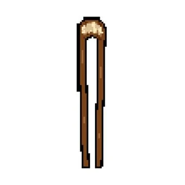 Biodegradable bamboo utensils pixel art vector illustration Stock Illustration