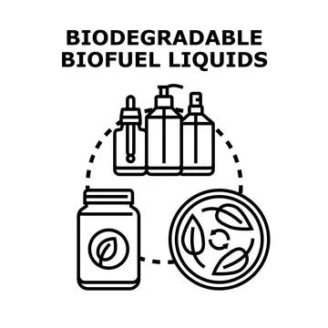 Biodegradable biofuel liquids for eco friendly power Stock Illustration