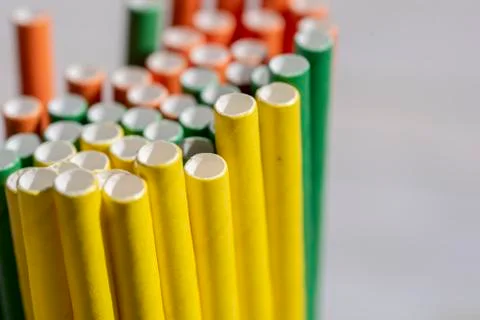 Biodegradable Colored Drinking Straws Stock Photos
