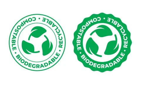 Biodegradable, compostable and recyclable vector icon. Bio recyclable eco fri Ilustração Stock