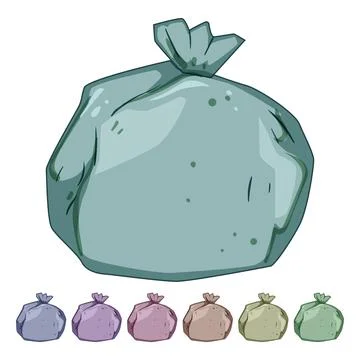 Biodegradable compostable trash bag cartoon vector graphic Stock Illustration