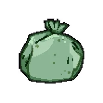 Biodegradable compostable trash bag pixel art vector illustration Stock Illustration