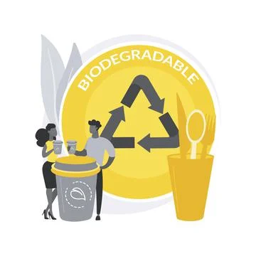 Biodegradable disposable tableware abstract concept vector illustration. Stock Illustration