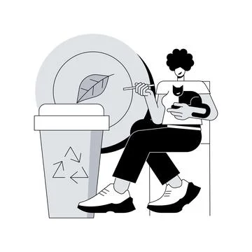 Biodegradable disposable tableware abstract concept vector illustration. Stock Illustration