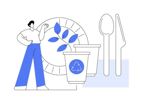 Biodegradable disposable tableware abstract concept vector illustration. Stock Illustration