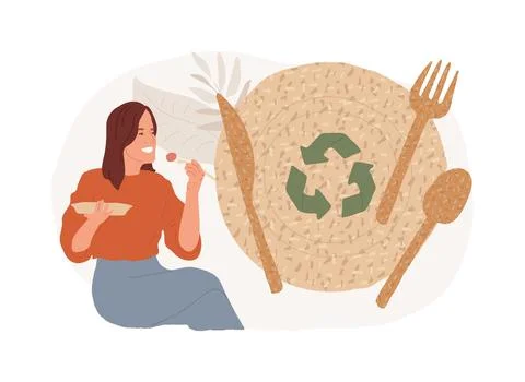 Biodegradable disposable tableware isolated concept vector illustration. Stock Illustration