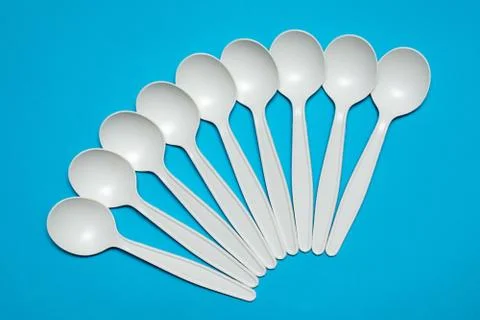 Biodegradable disposable tableware. spoons from corn starch. Stock Photos