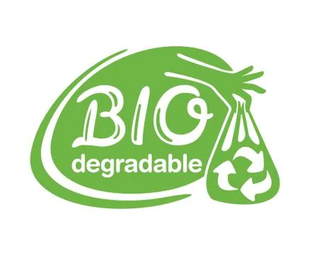 Biodegradable eco plastic emblem Stock Illustration