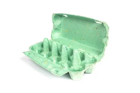 Biodegradable egg box made recycled paper with composite additives as straw Stock Photos