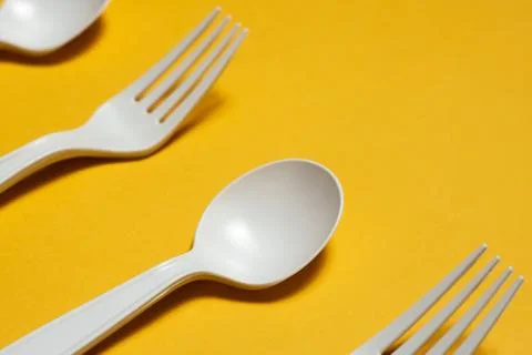 Biodegradable environmentally friendly disposable tableware. Stock Photos