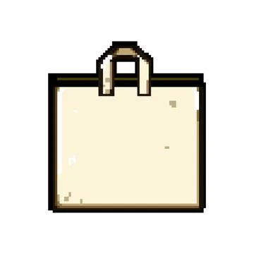 Biodegradable fabric grocery bag pixel art vector illustration Stock Illustration