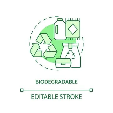 Biodegradable green concept icon Stock Illustration