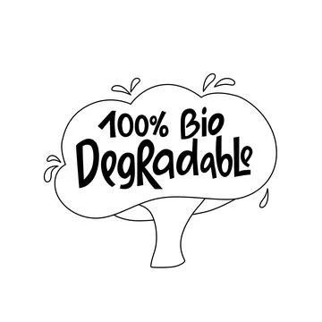 Biodegradable handwritten sign of eco friendly, natural and organic labels for Stock Illustration