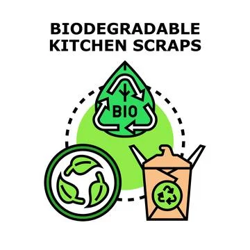 Biodegradable kitchen scraps composting recycling concept Stock Illustration