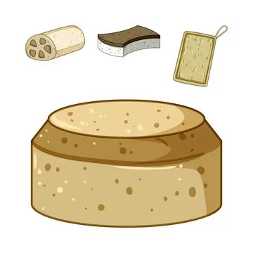 Biodegradable kitchen sponges and scrubbers collection Stock Illustration