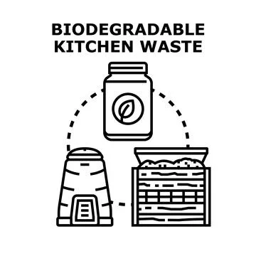Biodegradable kitchen waste composting process concept Stock Illustration